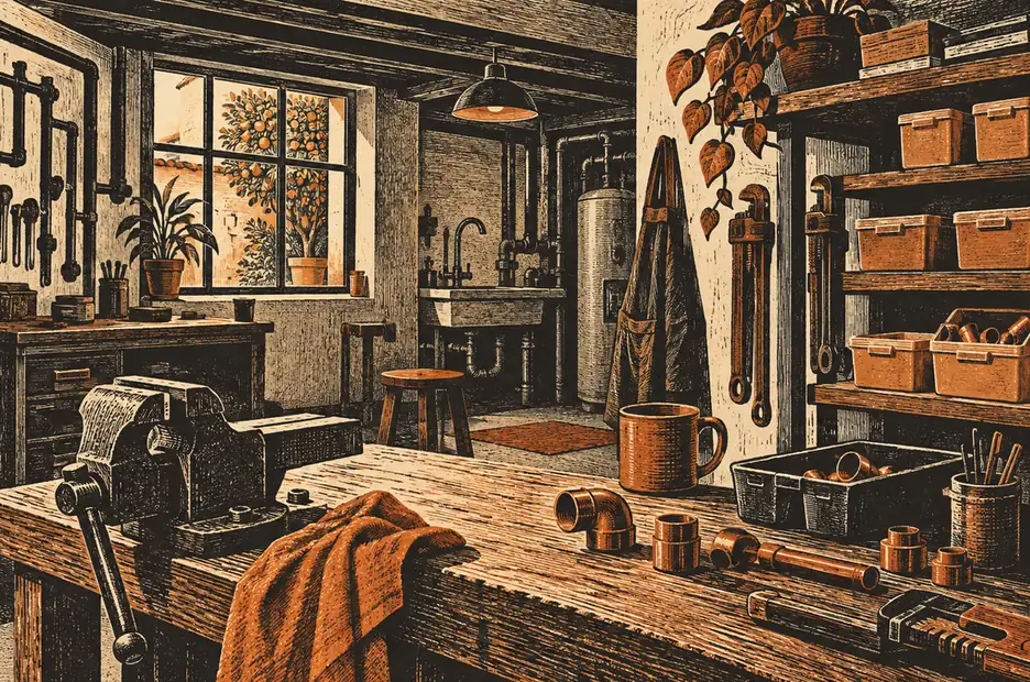 Illustration of plumbing businesses and their working space
